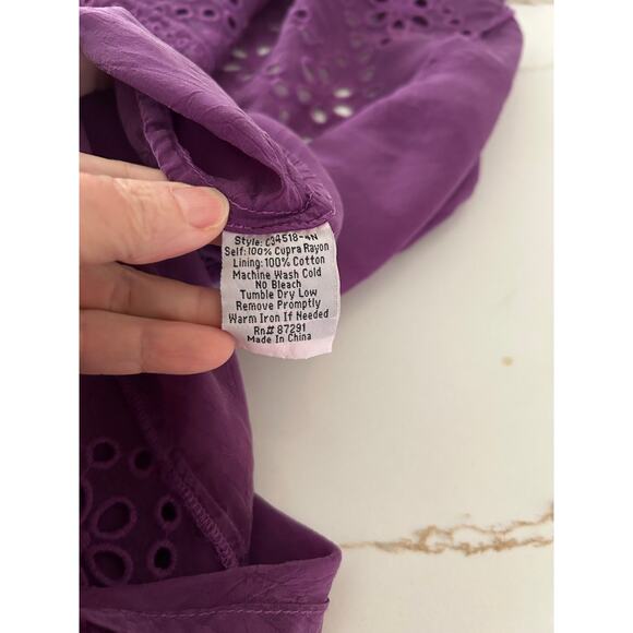 Johnny Was Eyelet Mini Dress Purple SZXXL Boho Floral Romantic Festival - Picture 9 of 9